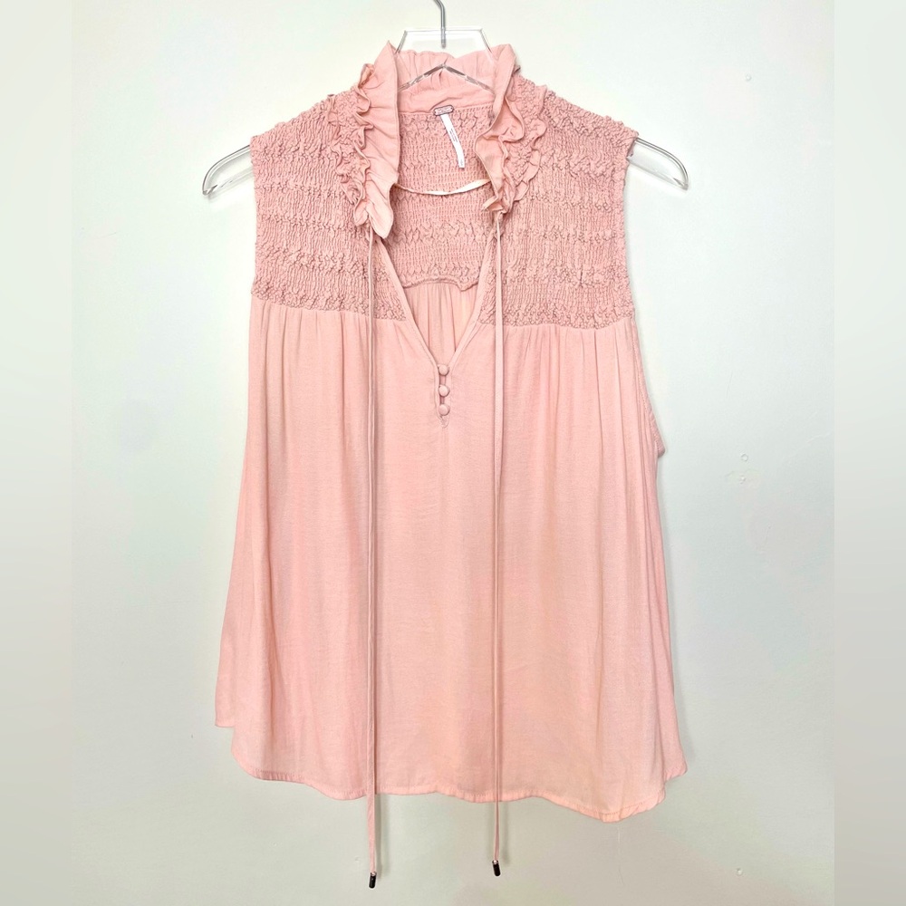 Free People Light Pink Ruffled Top